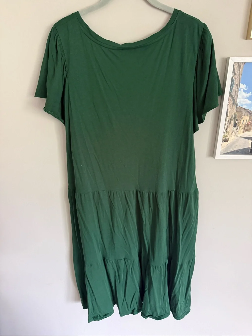 J. Crew Green Classic V-Neck Tiered Pleated Dress XL Extra Large